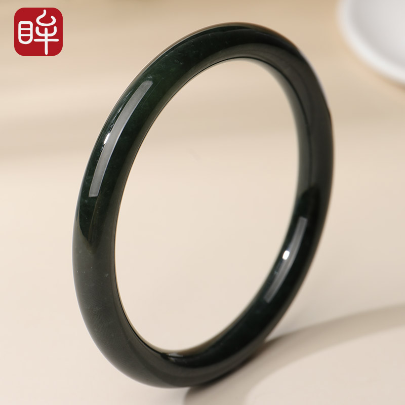 印象眸和田玉手镯青玉玉镯子美人镯玉石结构需包容 附证书 NT礼物