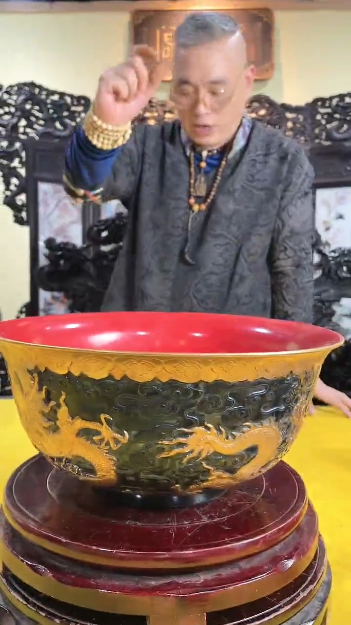 【闪购商品】摆件R830/乌金釉大海龙碗