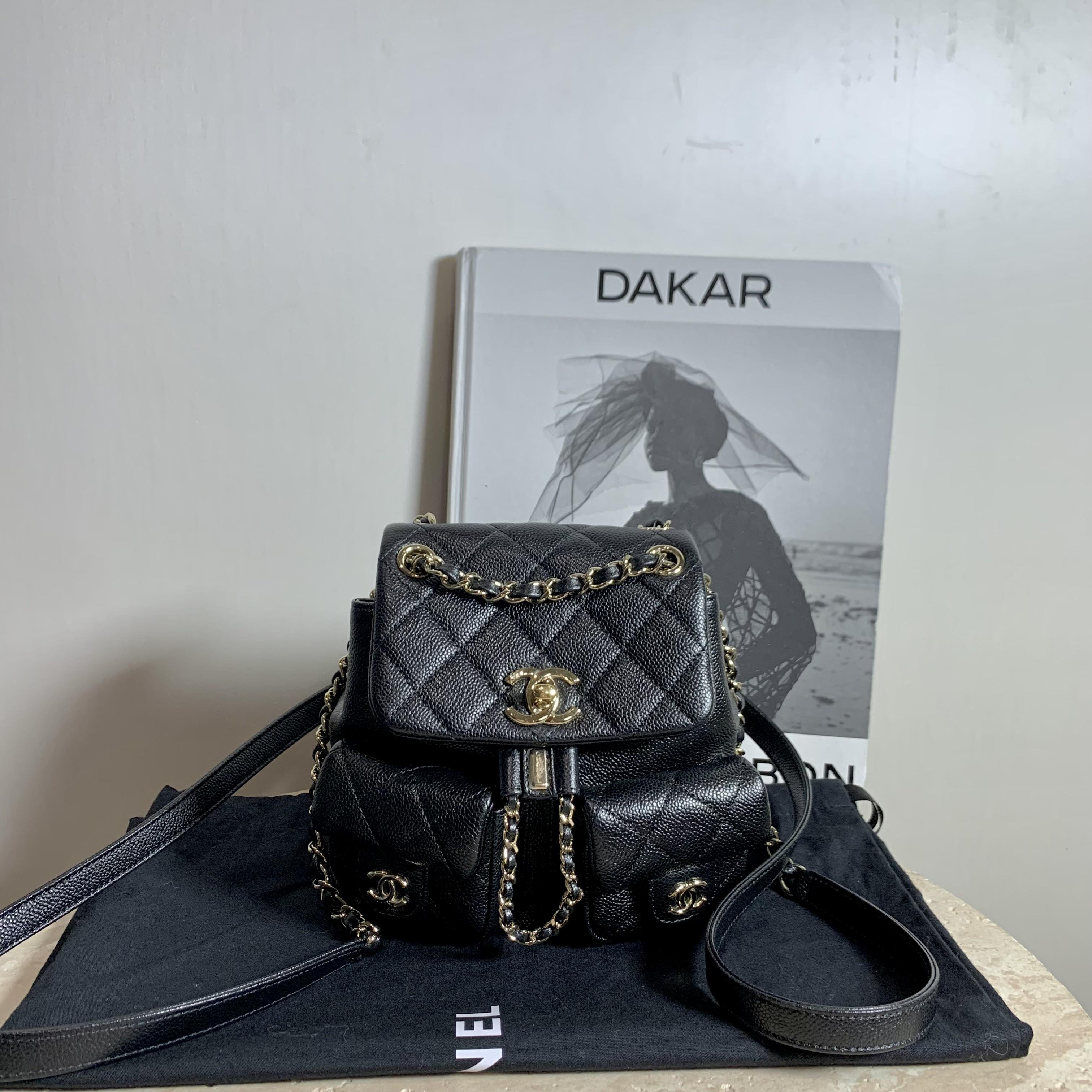 99新 Chanel/香奈儿 壹臻/黑金duma mini双肩包/44758344 