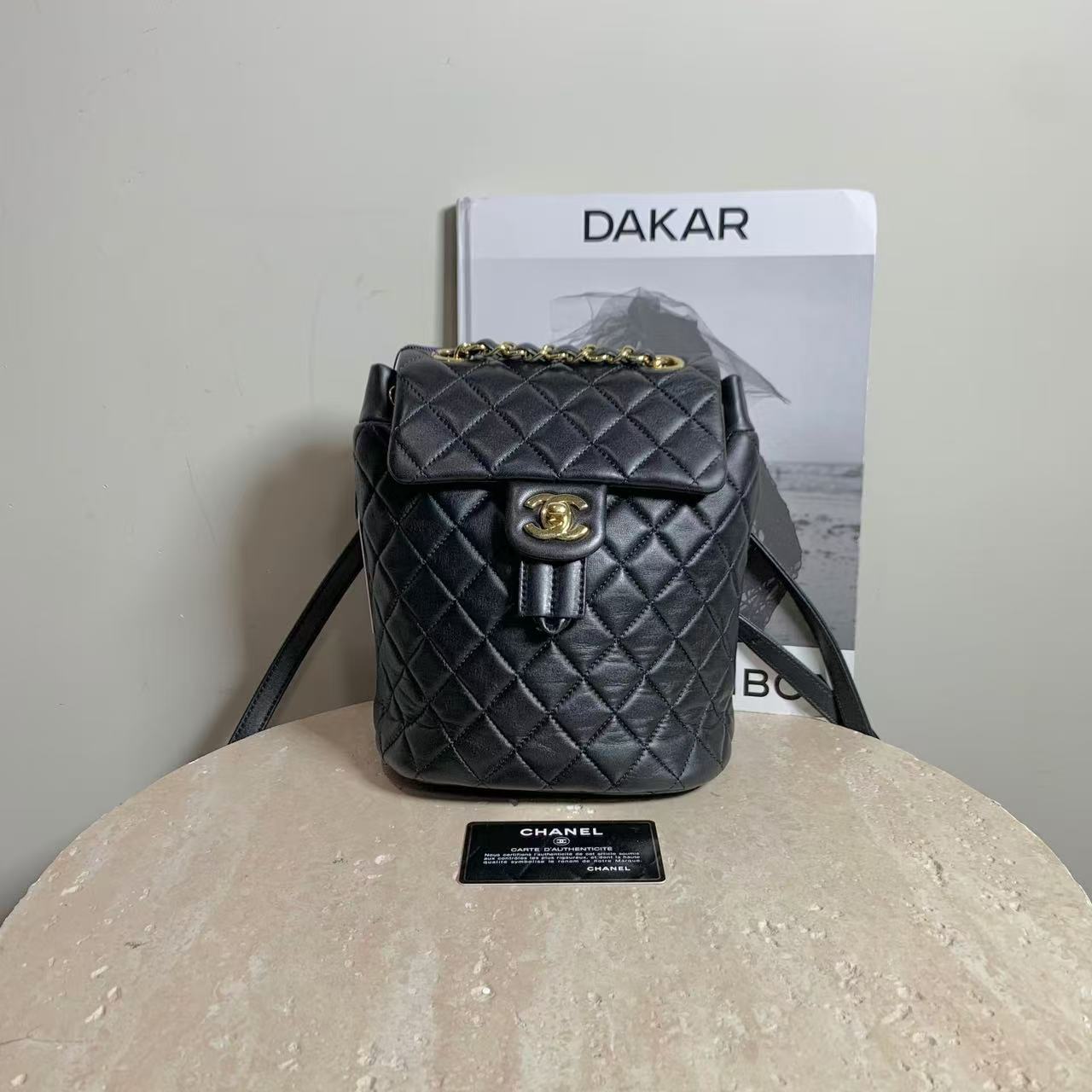 95新 Chanel/香奈儿 壹臻/27开黑金萨尔茨堡mini双肩包/ 57512582