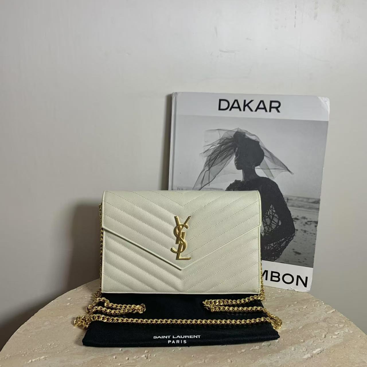 95新 YSL/圣罗兰 壹臻/若男专场白金信封包/37191122