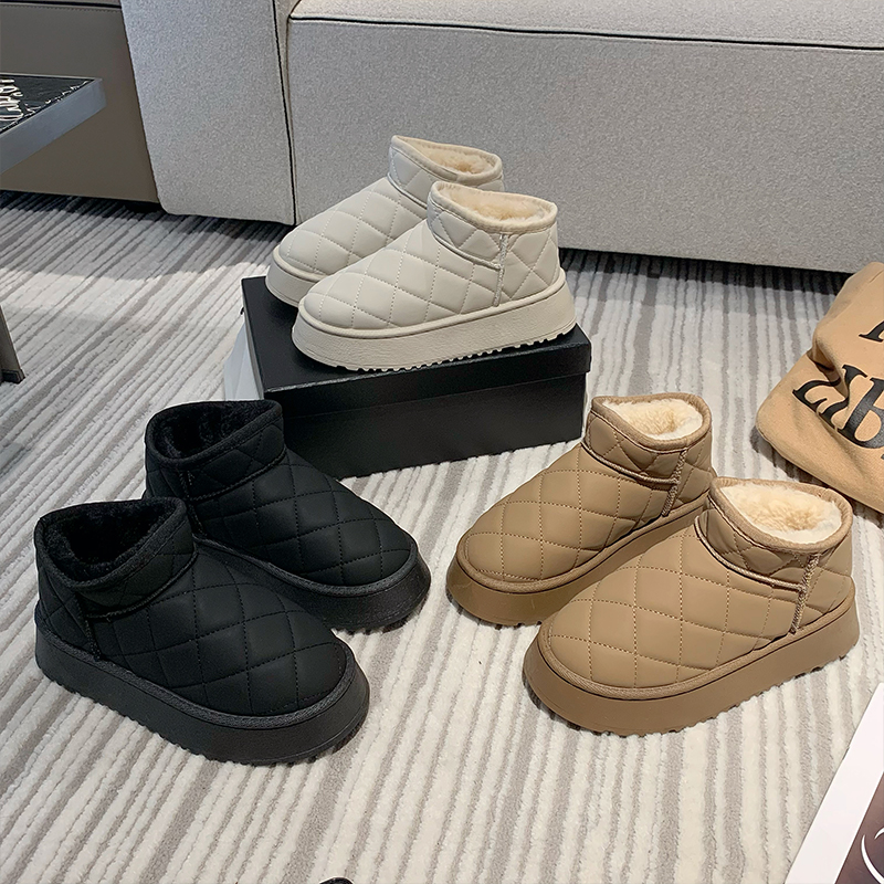 百丽纯爱时尚雪地靴女鞋2023冬季新款外穿加绒加厚短靴防滑东北厚
