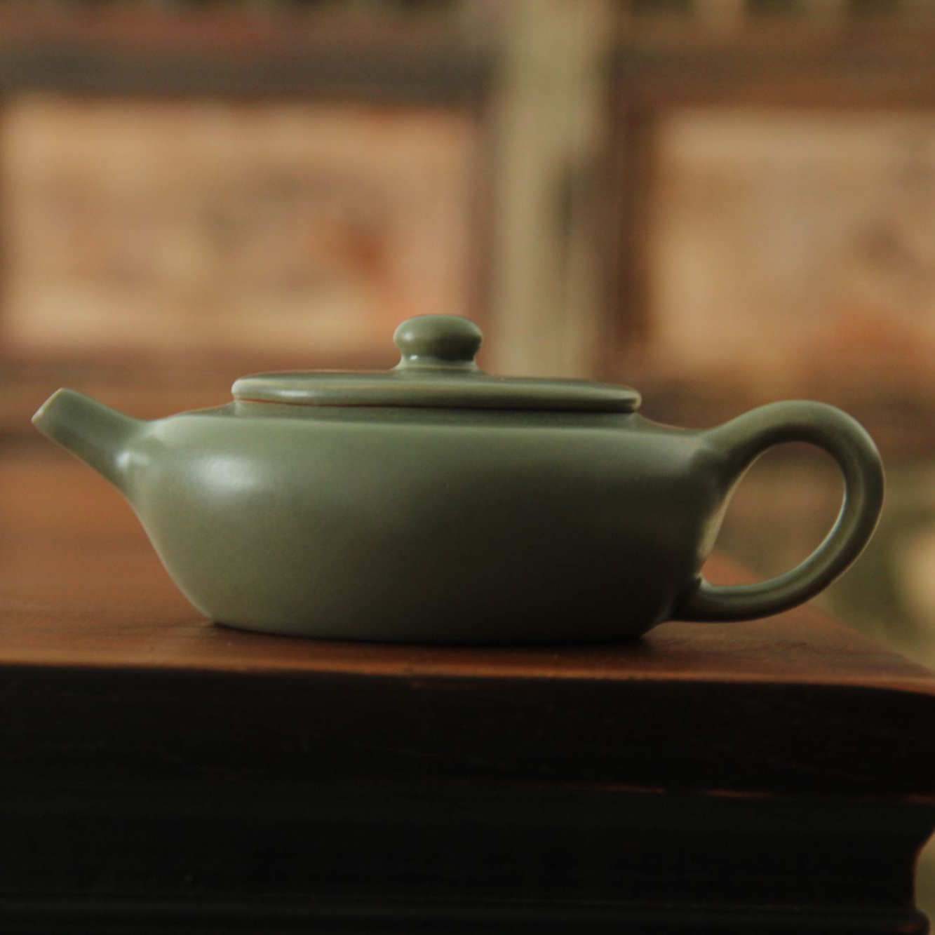 清凉寺原产地原矿胎原矿釉手工茶壶小容量慕古汝瓷扁晨壶汝窑