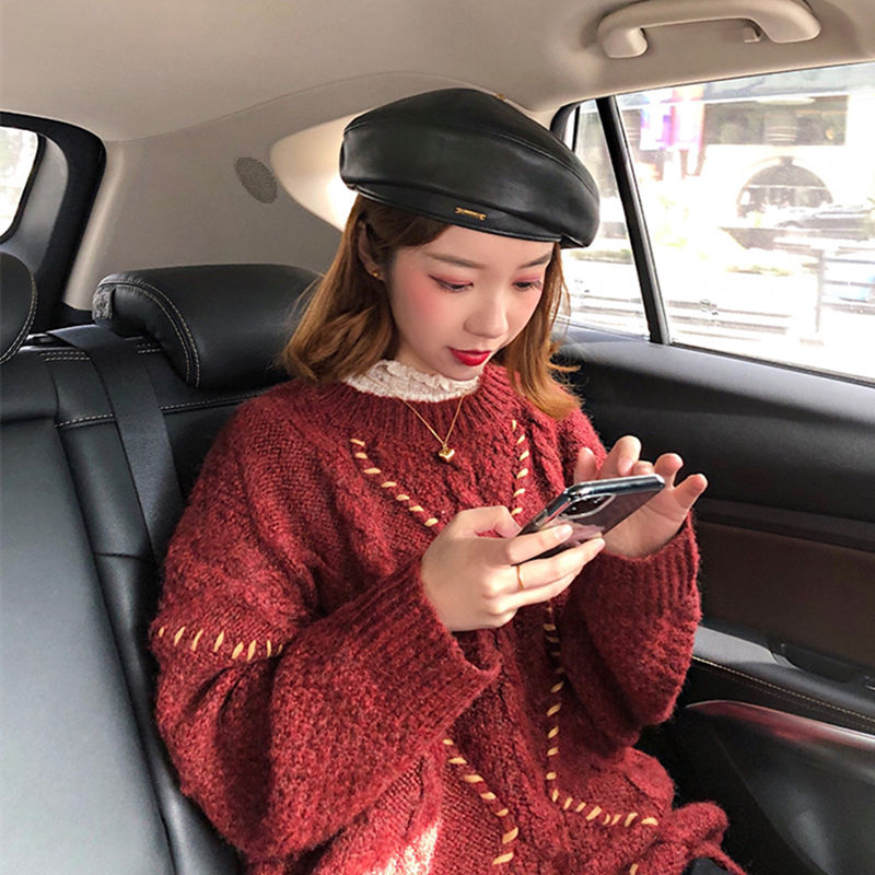 慵懒风套头毛衣女宽松麻花圆领上衣秋冬韩版大码厚针织衫外穿洋气