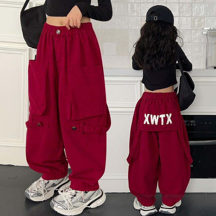 儿童秋季设计感潮酷萝卜裤中大童男女童休闲时髦宽松工装裤潮