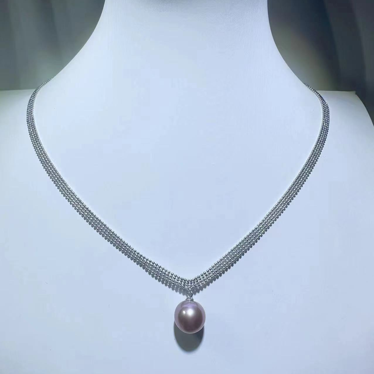 禧家天然淡水珍珠爱迪生紫珠10-11mm+S925银一体链时尚爆款百搭