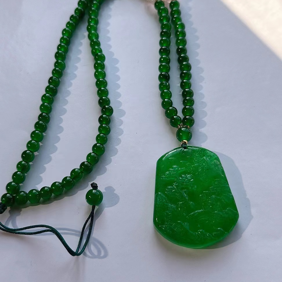 【境外专属】吊坠 CY20-532藏收级别绿山水牌牌