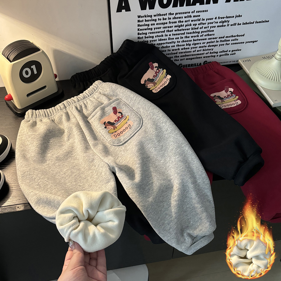 儿童加绒卫裤一体绒保暖裤子男女童秋冬款百搭长裤宝宝绒冬季外穿