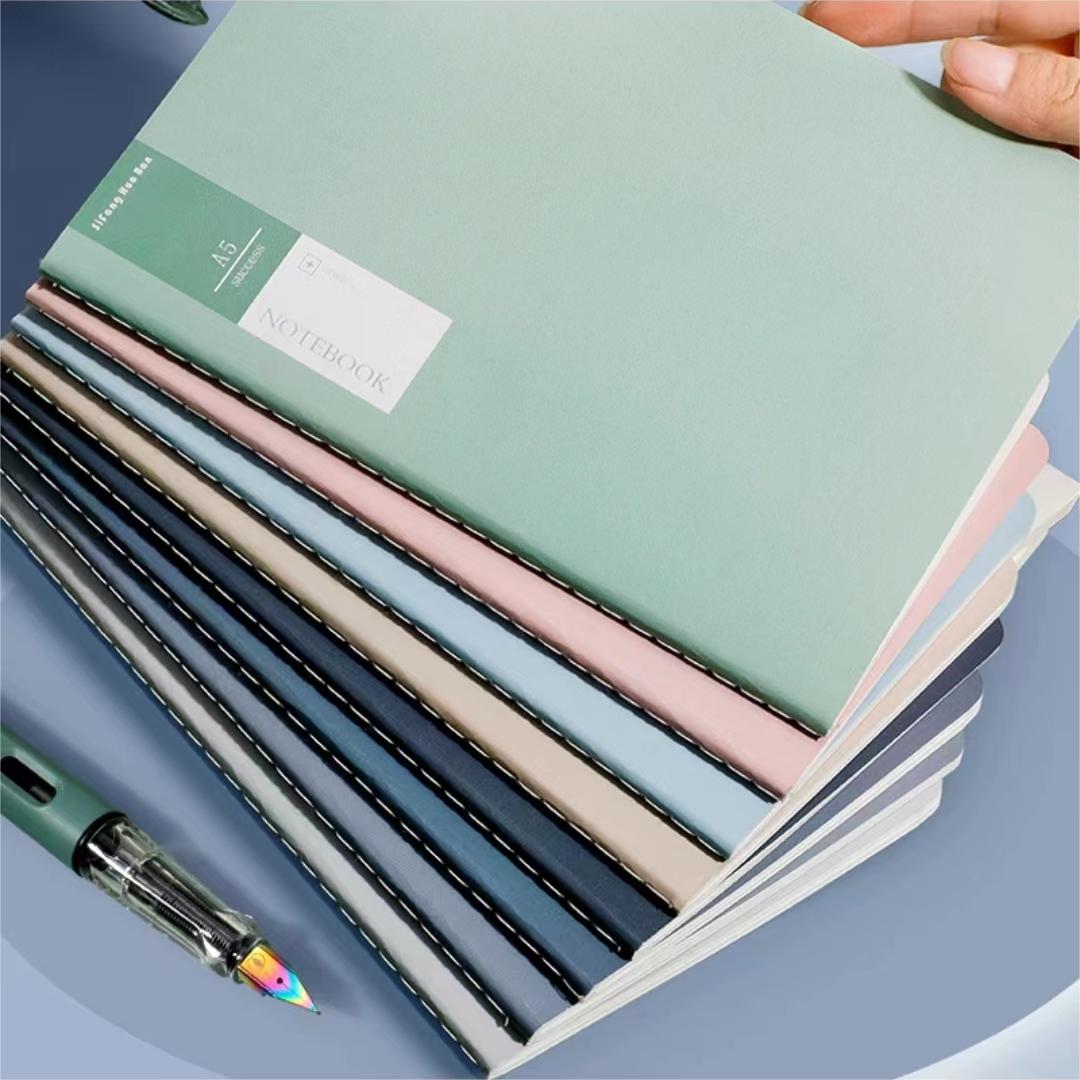 资料本--简约笔记本暖色文艺ins精致记事本加厚A5页车线本B5本