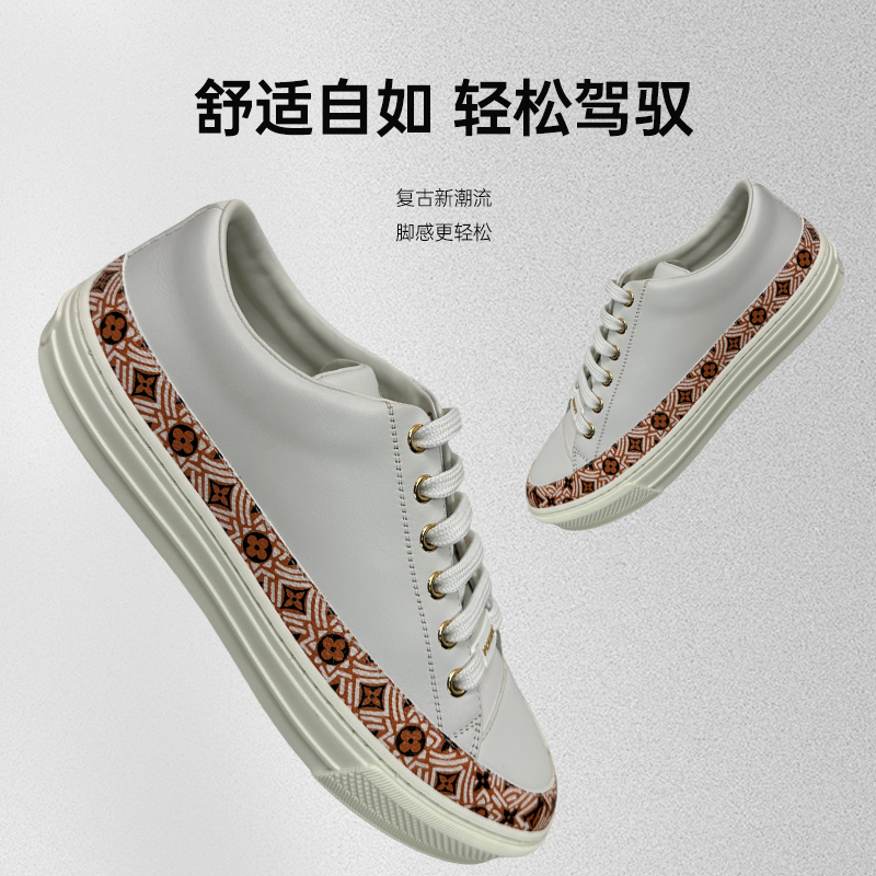全新未使用 LouisVuitton/路易威登 白色百搭复古舒适印花板鞋