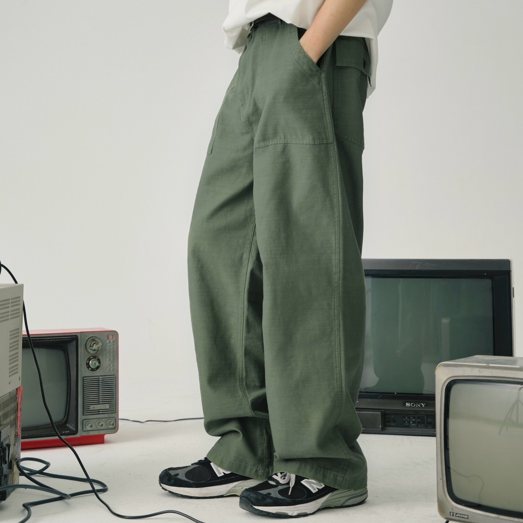 Nothwes 24ss日产竹节纹水洗复古面包裤做旧军事休闲裤clean fit