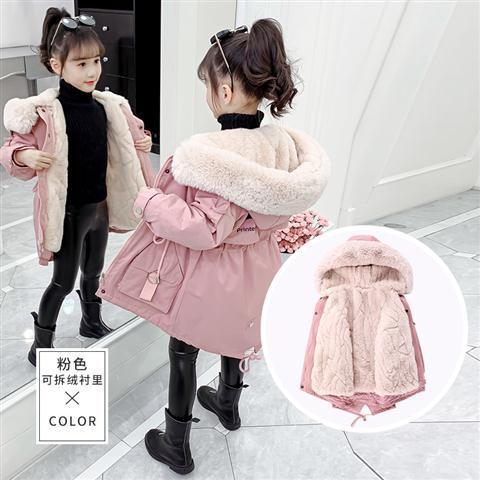 女童冬装棉衣2023新款儿童加绒派克服外套中大童洋气棉服