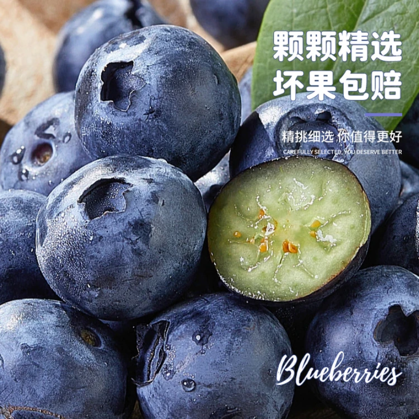 【中果】花香蓝莓12-15mm现摘现发25蓝莓甜果爽口 100g/盒