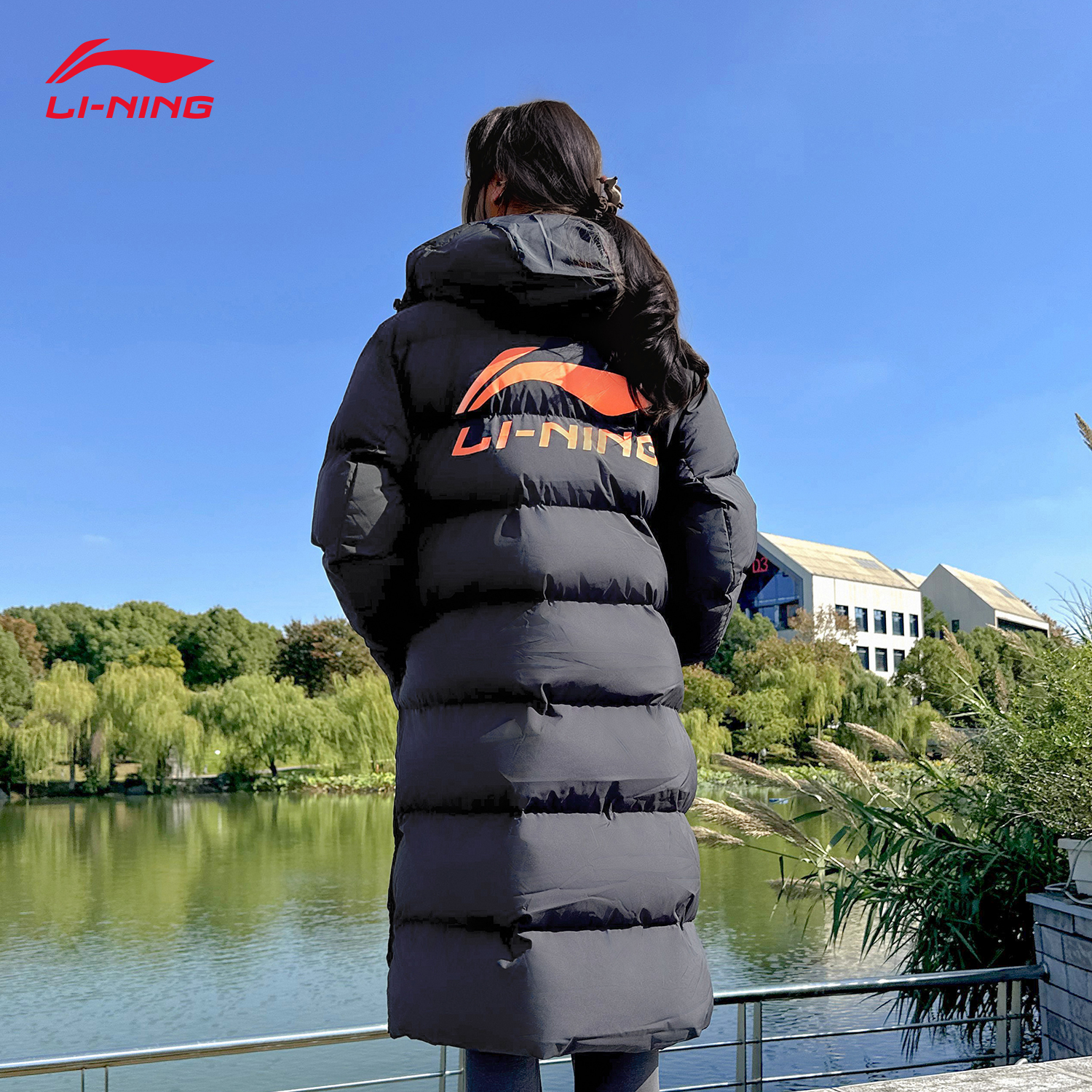 李宁男女同款官方正品长款棉服潮流运动休闲CBA篮球系列保暖棉服