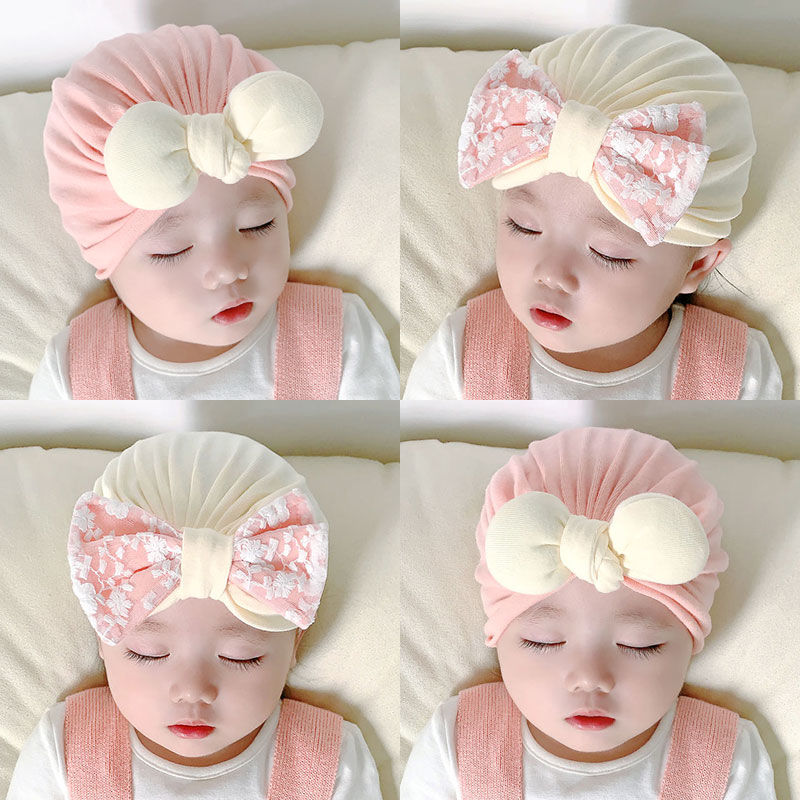 婴儿帽子春秋夏季韩版女宝宝套头帽新生儿胎帽婴幼儿护囟门帽冬季