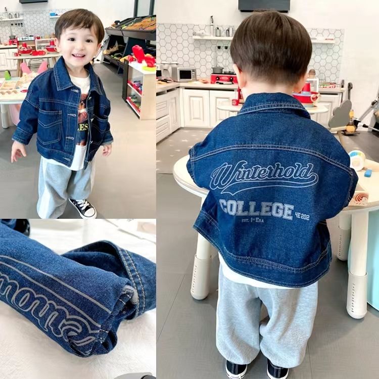 高品质韩版敲帅气男童秋装软牛仔外套中小童宝宝春秋季纯棉上衣潮