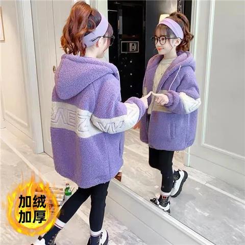 女童羊羔毛外套2023新款儿童洋气加棉网红秋冬装小女孩加厚毛毛衣