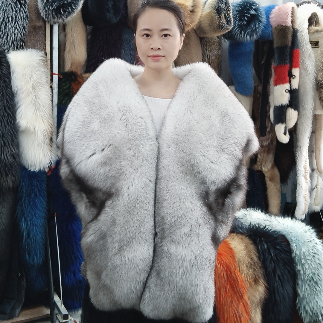 真皮真毛狐狸毛貉子毛大披肩