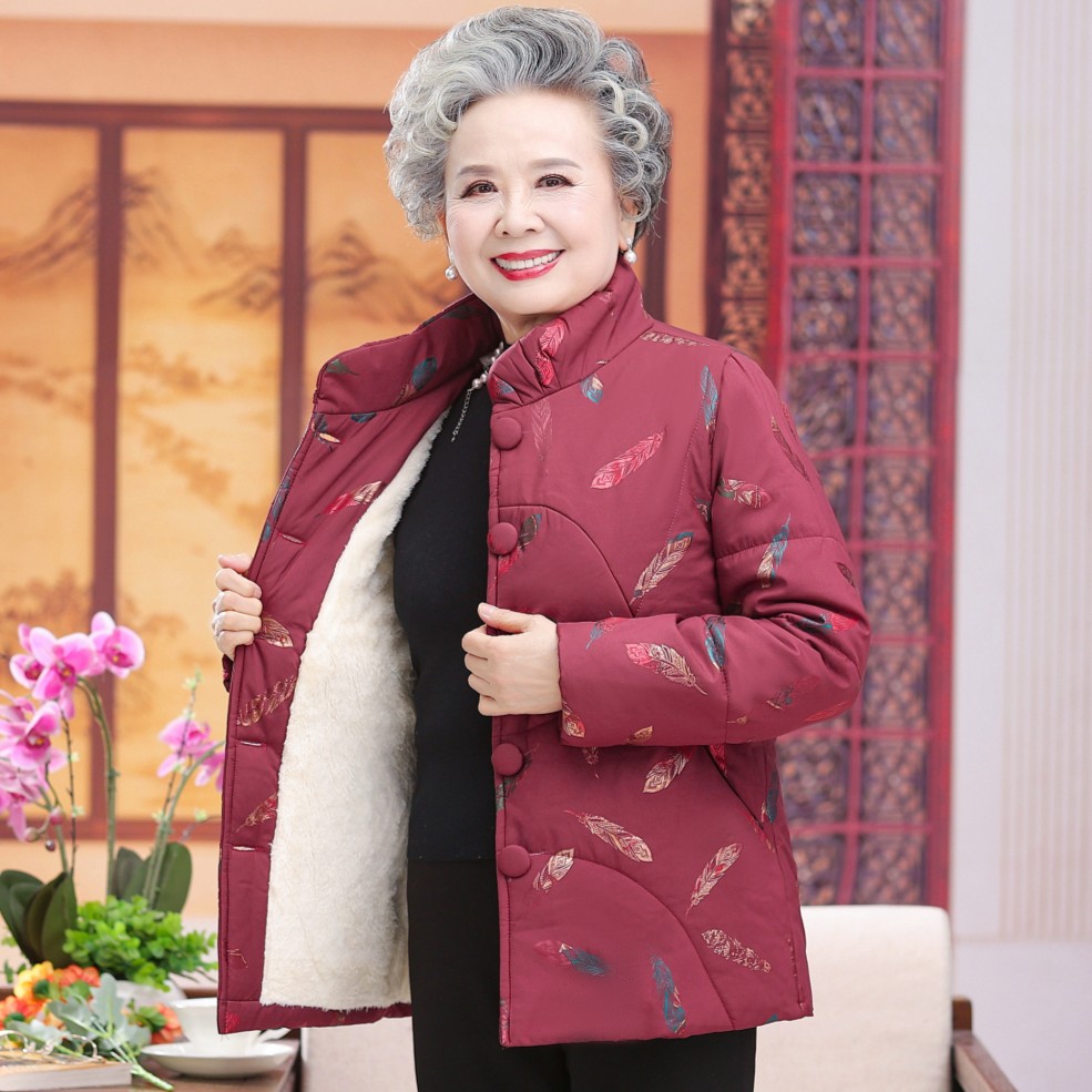 奶奶装冬季新款棉衣中老年人加绒加厚外套老太太棉服婆婆保暖棉袄