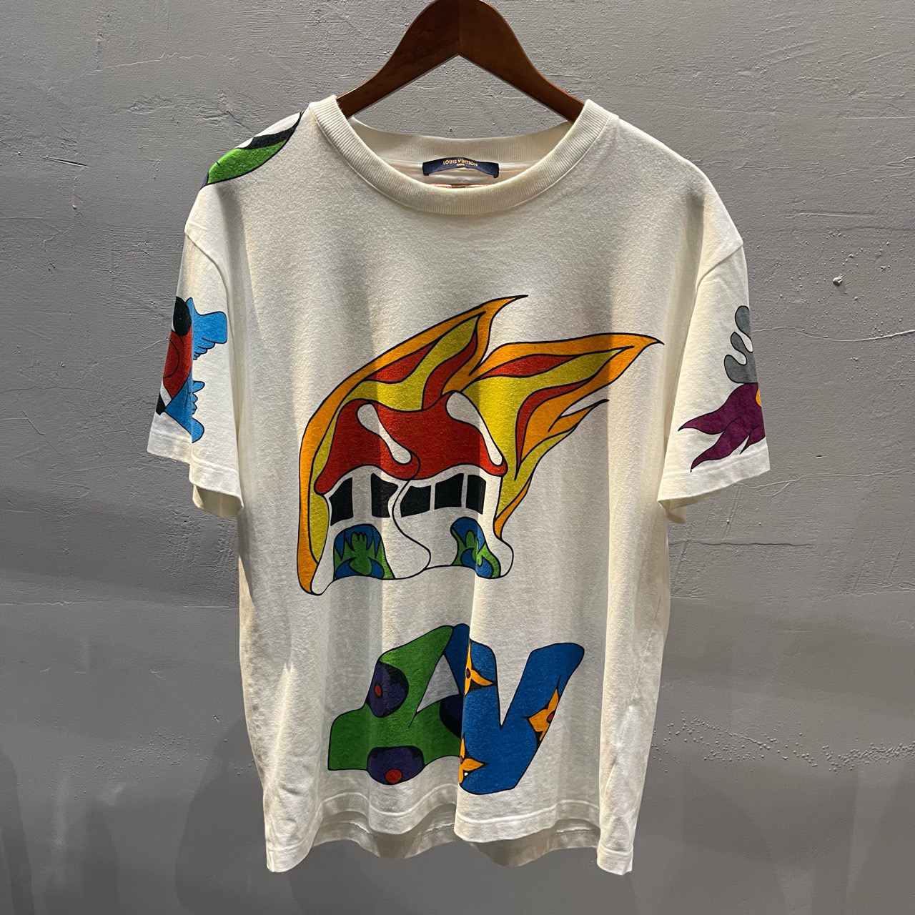 95新 LouisVuitton/路易威登 白色卡通印花套头短袖/L码/Sw24321