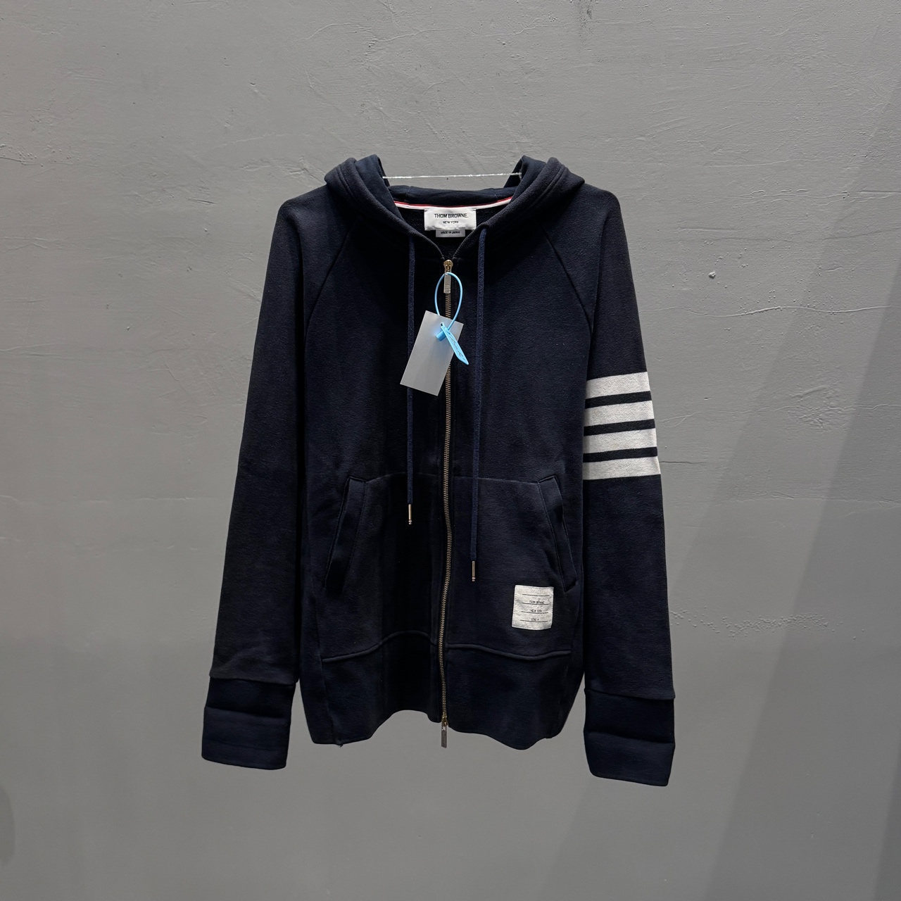 Thom Browne /TB 藏青色经典四条纹连帽外套/4码/SW23989