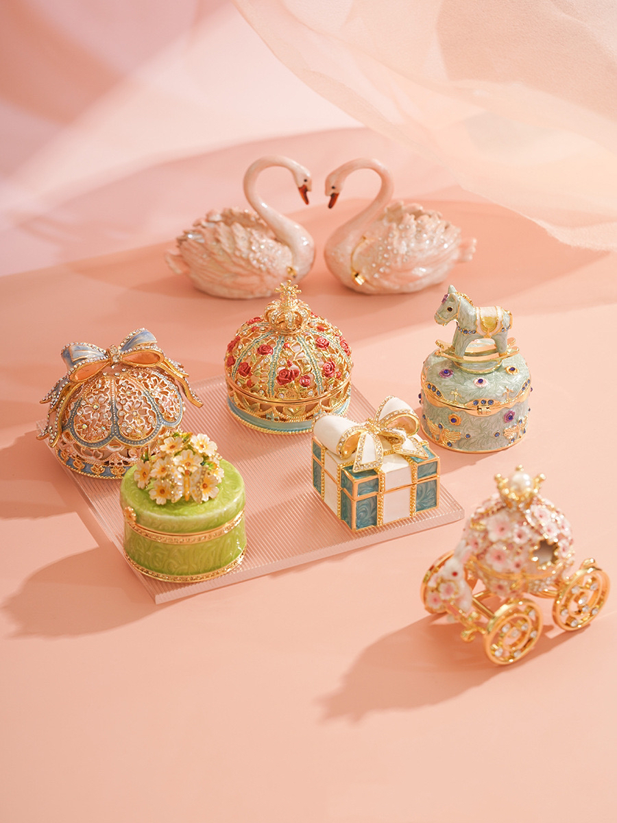 珐琅彩首饰盒摆件七宝烧纯手工装饰系列