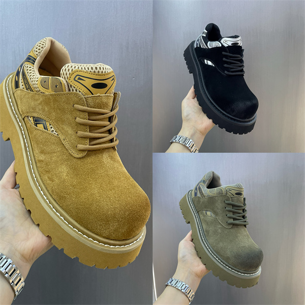 潮牌磨砂工装鞋男秋季新款厚底短靴增高休闲鞋大头男皮鞋