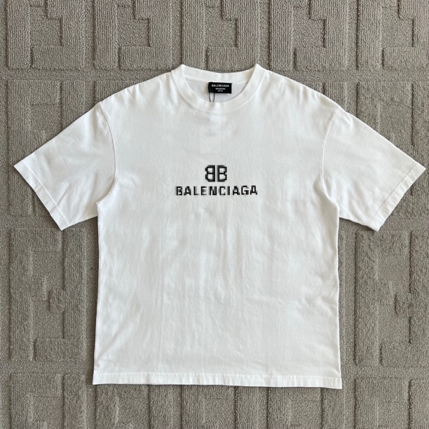 Balenciaga巴黎世家/经典马赛克白色短袖/XS码/99新/10032