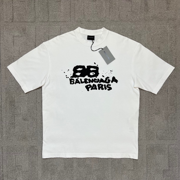 Balenciaga巴黎世家/泼墨字母印花短袖/尺码XS/全新带吊/10012