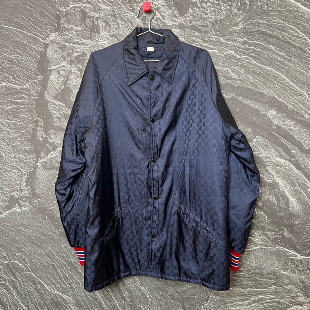 古驰深蓝色暗纹棉服/48码/99新/0802