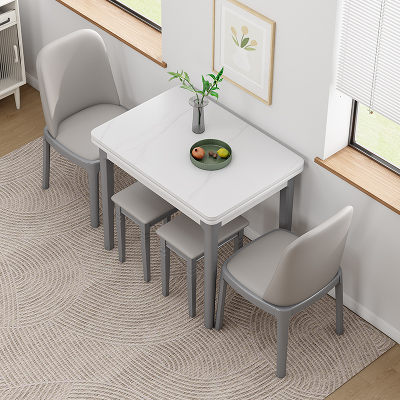 实木折叠餐桌小户型岩板多功能可伸缩现代简约北欧长方形吃饭桌子