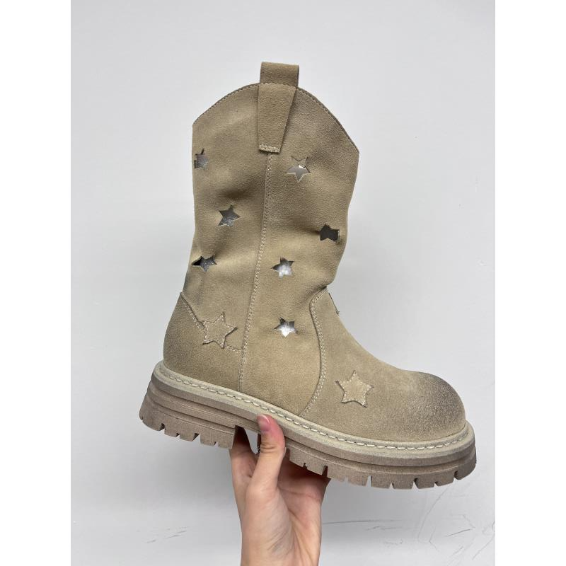 安暖家新款【牛仔女郎】真皮夏季新款厚底网靴带时尚XDXA215