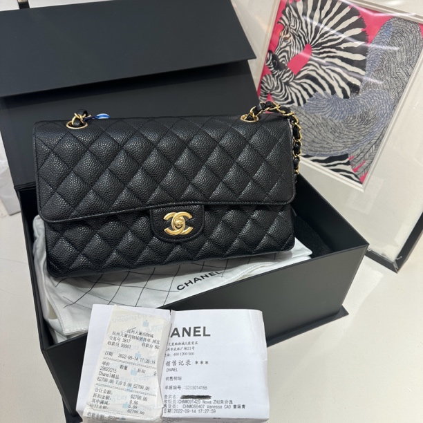 全新未使用  拆单Chanel/香奈儿黑金牛cf中号 22年芯片