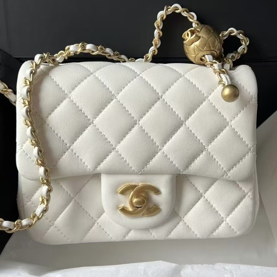 全新未使用 Chanel/香奈儿 白金金球方胖子 芯片款 斜挎包
