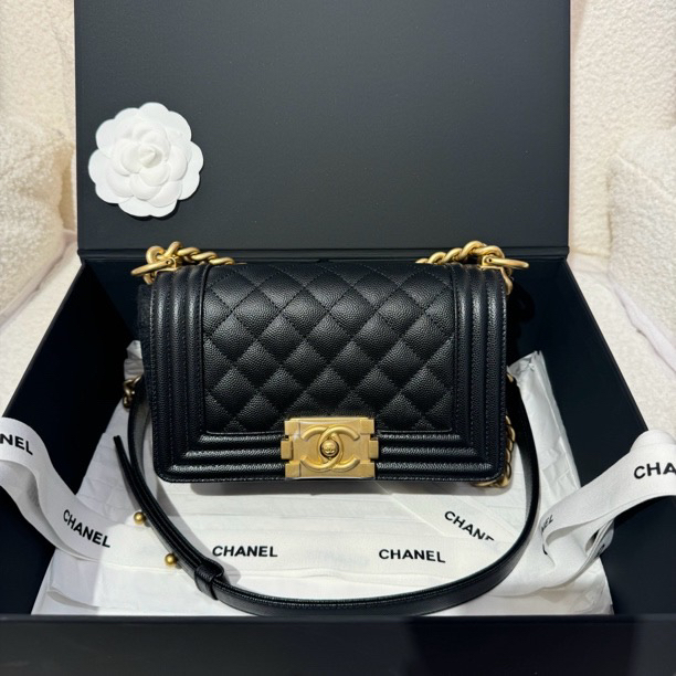 全新未使用 Chanel/香奈儿 Leboy黑金小号 芯片款 皮内里