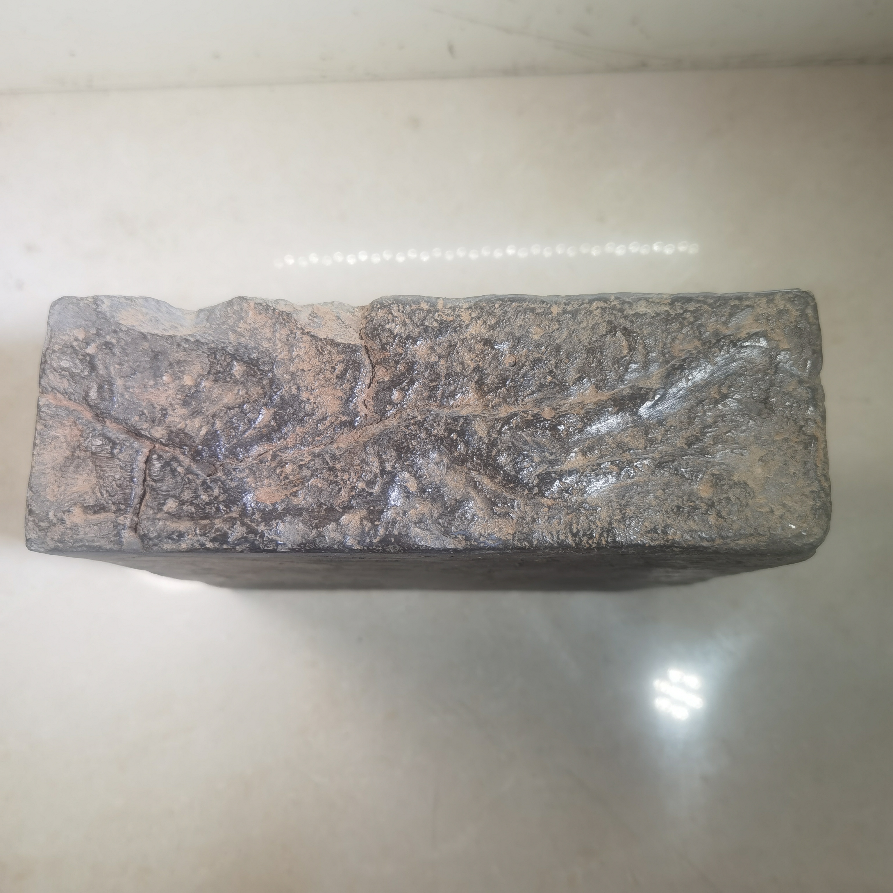 汉砖画像虎纹圆池砚