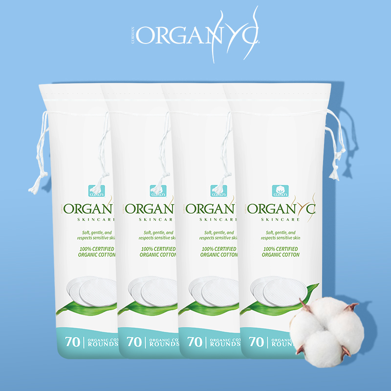 ORGANYC欧然尼天然纯棉圆形双面厚款温和润肤湿敷清洁化妆棉4袋装