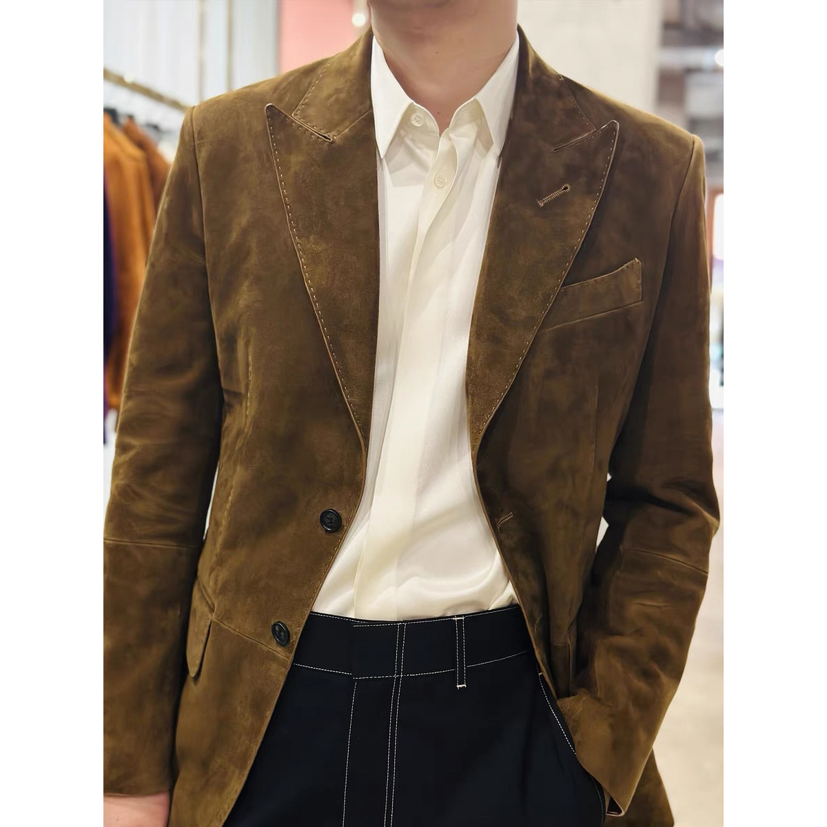 LA CALIFFA 79997版“Sheldon fit 霸总 大枪驳领”羊皮西服