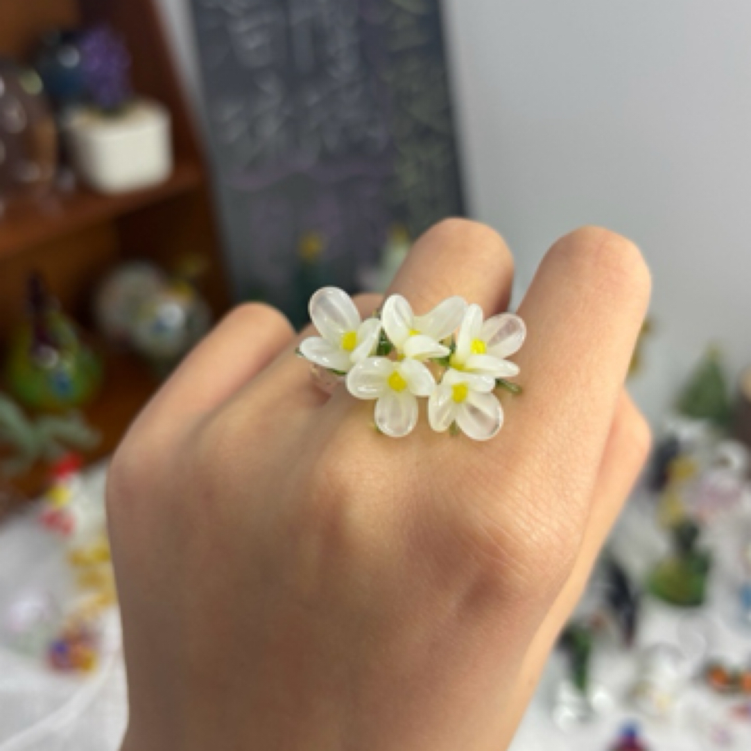 淄博非遗手工琉璃小花戒指