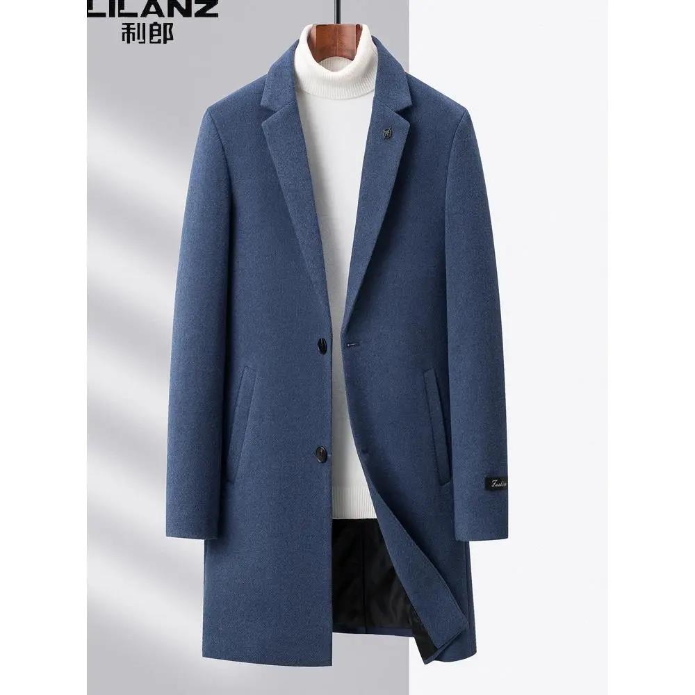 特卖断码利郎毛呢大衣男中长款韩版休闲男士中青年风衣冬季加厚