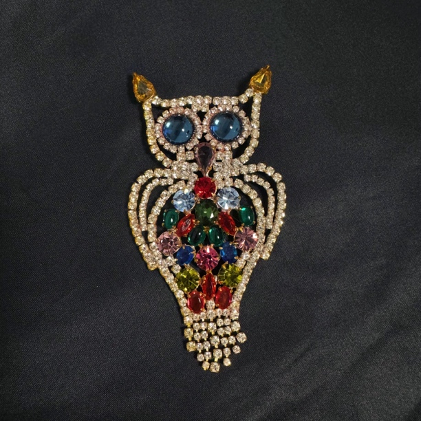 合金琉璃胸针 老捷克猫头鹰动物胸针