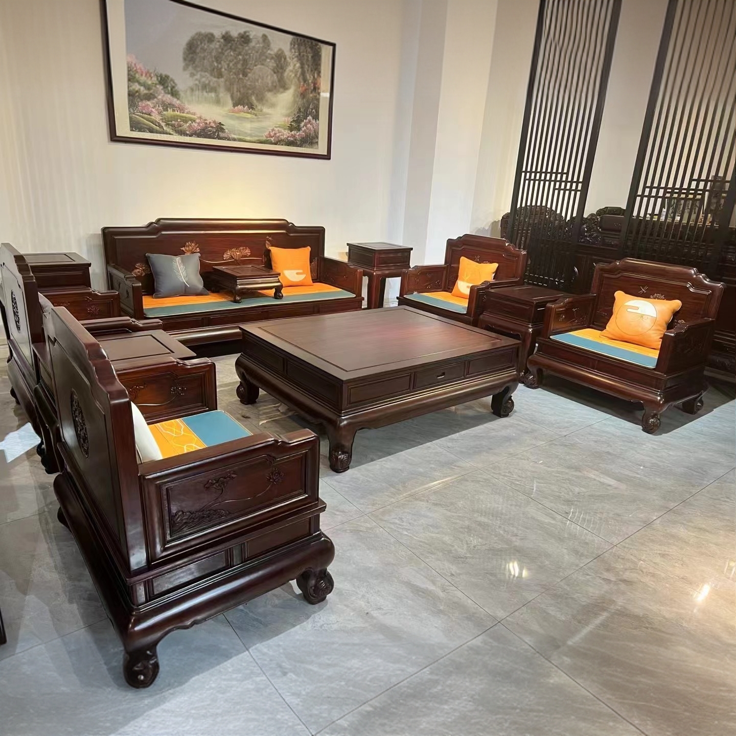 南美罗汉沙发禅意实木沙发手工榫牟工艺