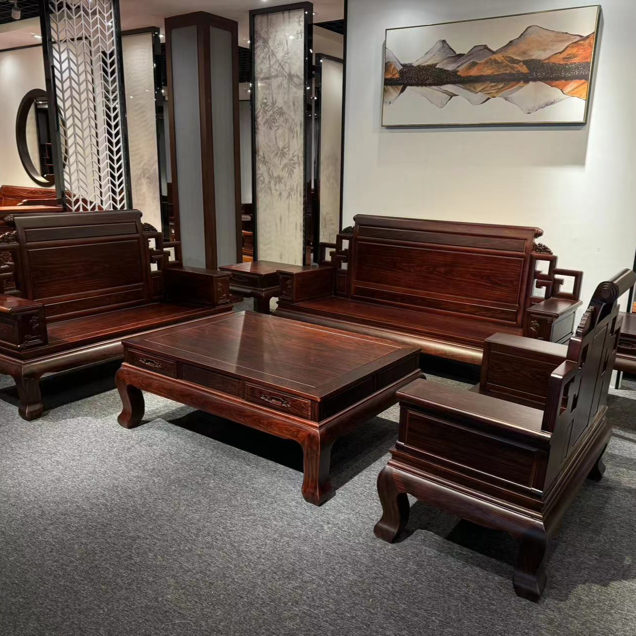 大叶卷书沙发123六件套