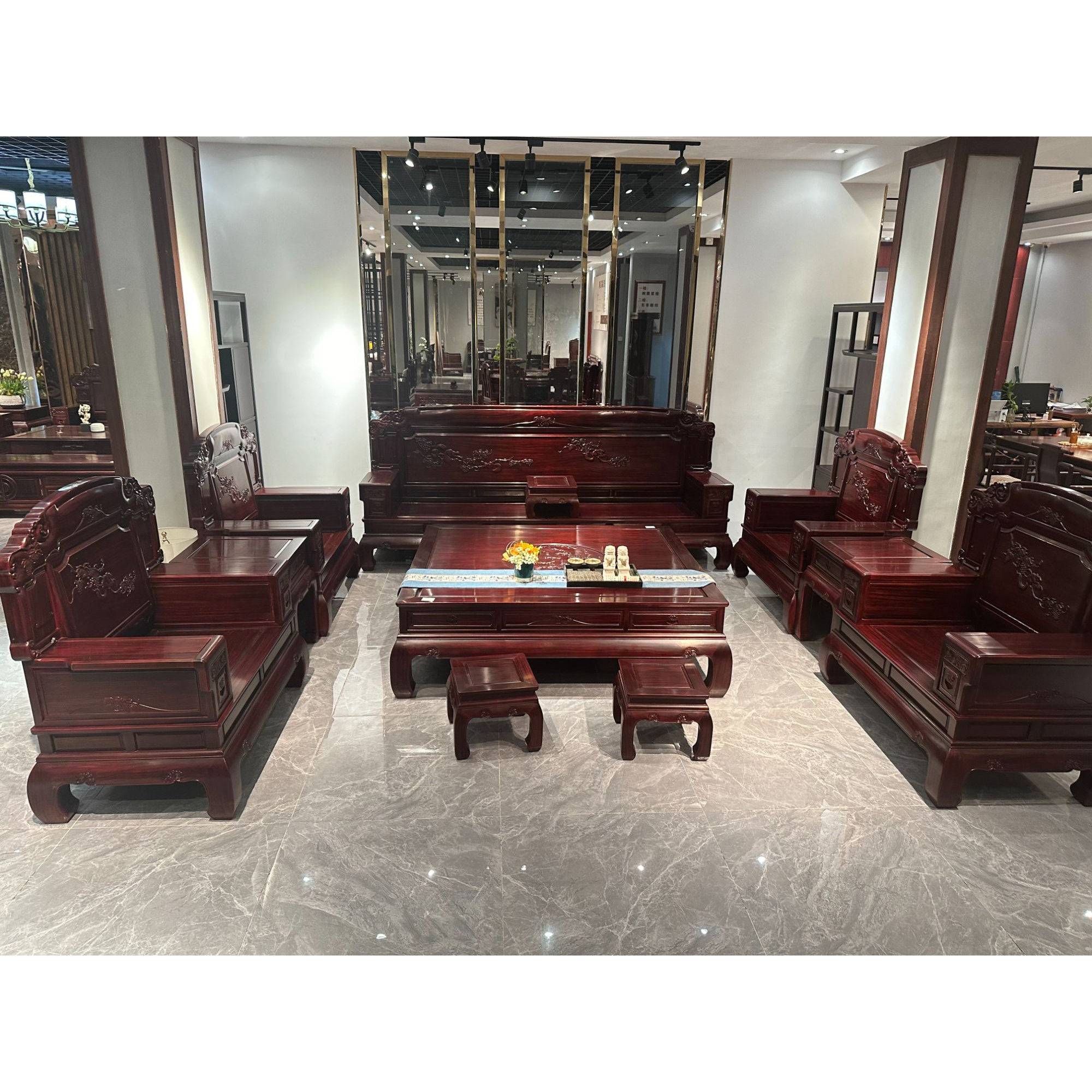 南美酸枝木万圣菩提沙发十三件套占地长四米宽三米客厅成套别墅