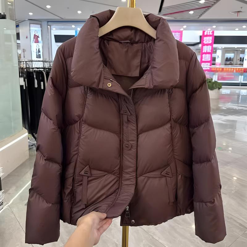 年轻妈妈装立领短款羽绒服冬装新款洋气高贵面包服外套中老年上衣