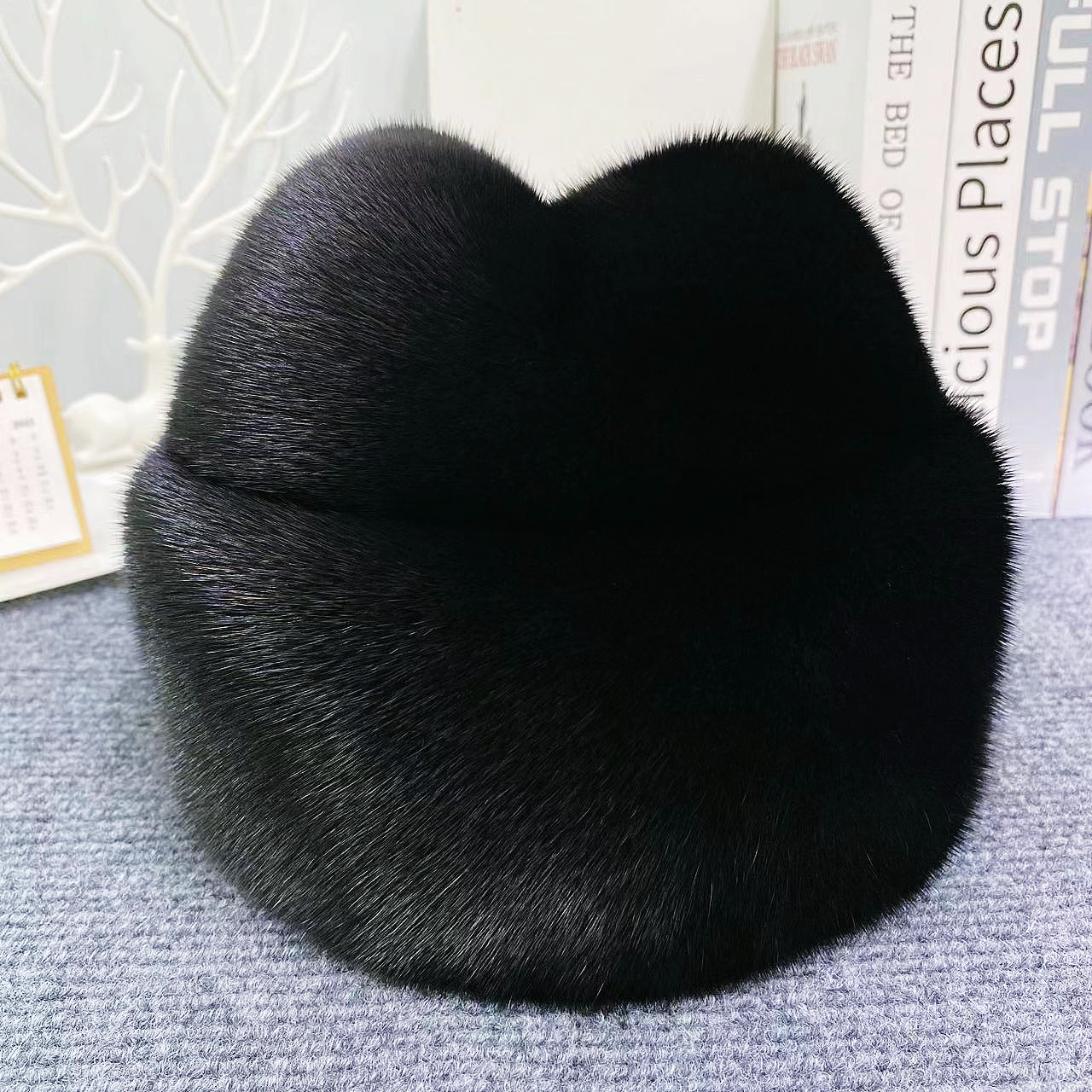 水貂毛整貂帽子男款法式帽冬季中老年男士皮草百搭保暖貂皮地主帽