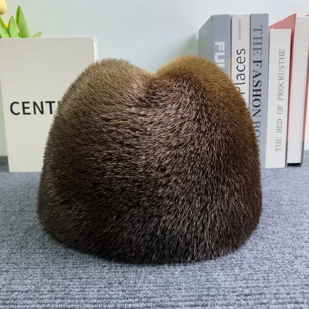 水獭毛整皮皮草男绅士帽冬季保暖真皮毛中老年时尚休闲地主帽子