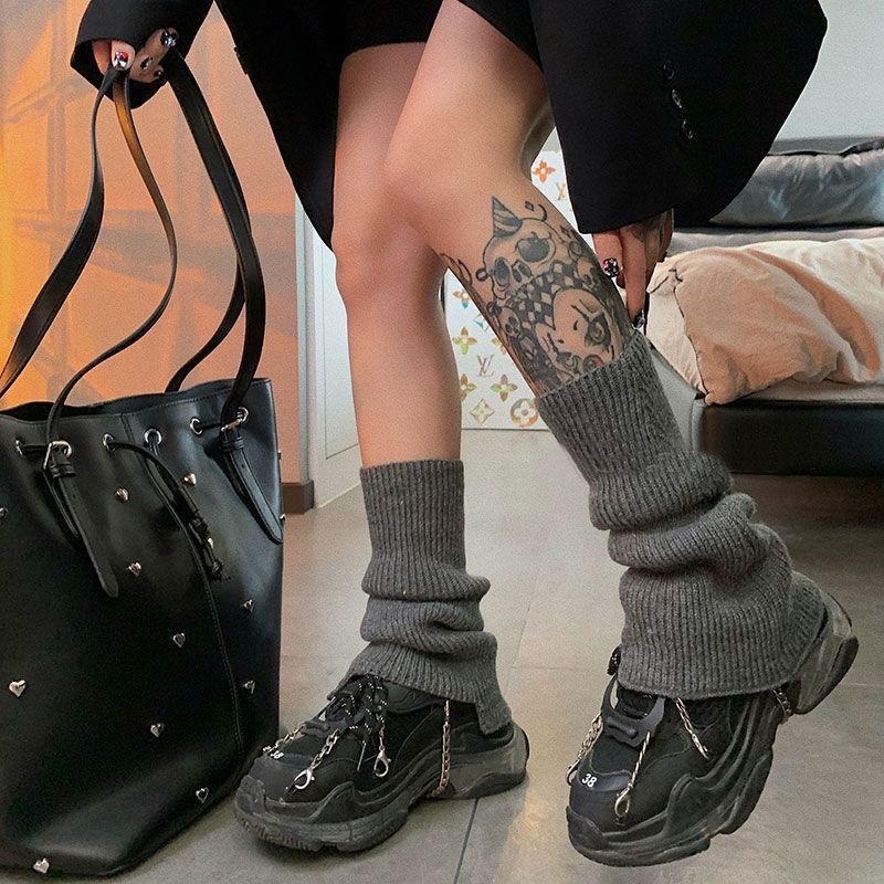 韩系慵懒风堆堆袜套保暖白塔开衩软糯袜套