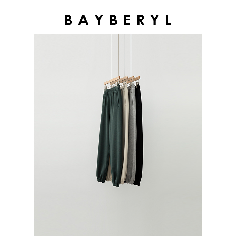 BAYBERYL老贝一片式加绒束脚松紧腰百搭冬休闲裤XXK4J1801-11/10
