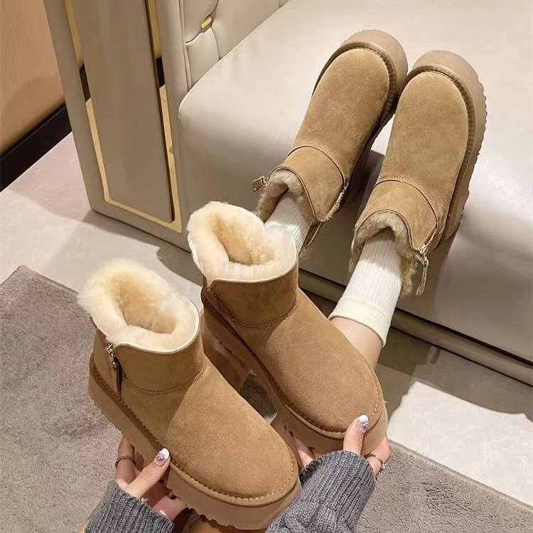 东北雪地靴女春加绒加厚保暖短筒靴2023厚底百搭面包棉鞋网红爆款